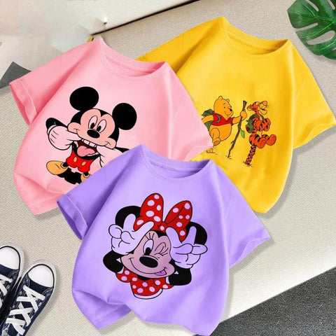 Pack of 3 Printed Half Sleeve Tshirts for Kids