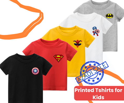 Pack of 5 Printed Super Hero Logo Tshirts