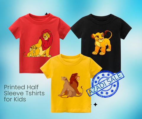 Pack of 3 Printed Half Sleeve Tshirts for Kids