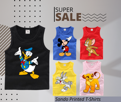 Pack of 5 Printed Sando Tshirts