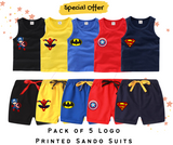 Pack of 5 Super Hero Logo Sando Suits for Kids