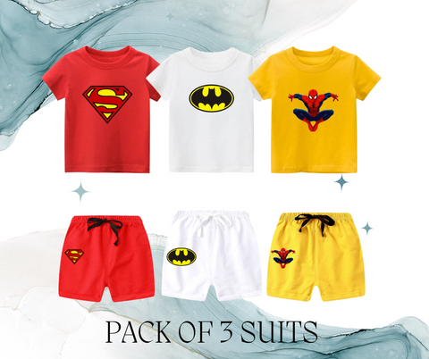 Pack of 3 Printed Summer Suits for Kids