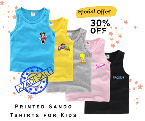 Pack of 5 Girls Logo Sando Tshirts