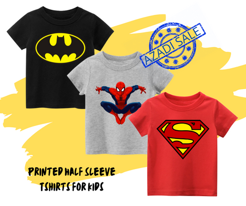 Pack of 3 Printed Half Sleeve Tshirts for Kids