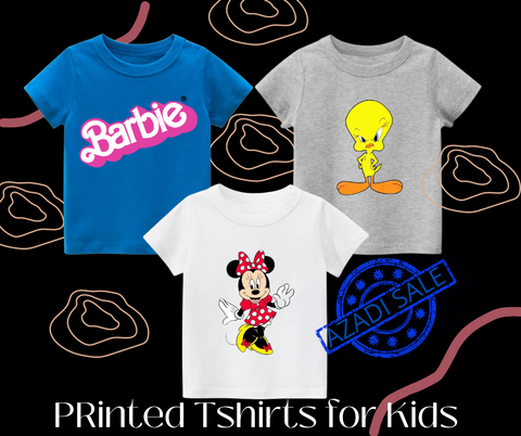 Pack of 3 Printed Half Sleeve Tshirts for Kids