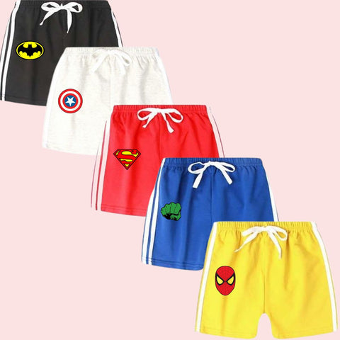 Pack of 5 Side Stripe Super Hero Logo Shorts