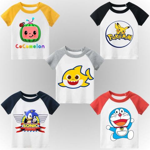 Pack of 5 Raglan Printed Half Sleeve Tshirts for Kids