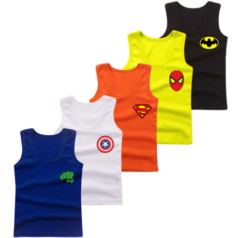 Pack of 5 Super Hero Logo Tank Tops For Kids