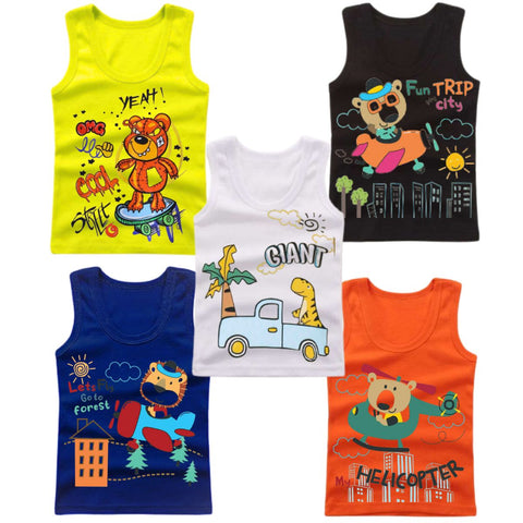 Pack of 5 Printed Sando Tshirts For Kids