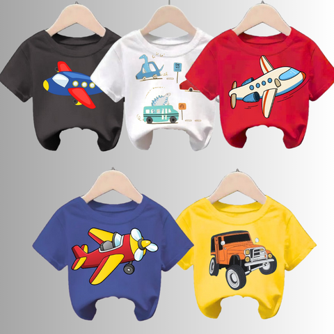 Pack of 5 Printed Half Sleeve Tshirts for Kids