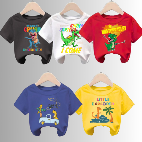 Pack of 5 Printed Half Sleeve Tshirts for Kids