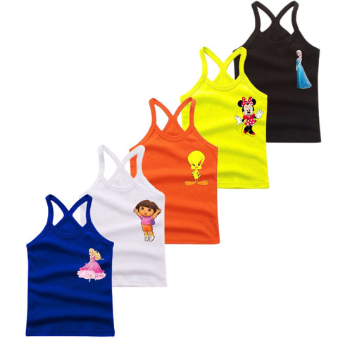 Pack of 5 Logo Tank Tops for Girls