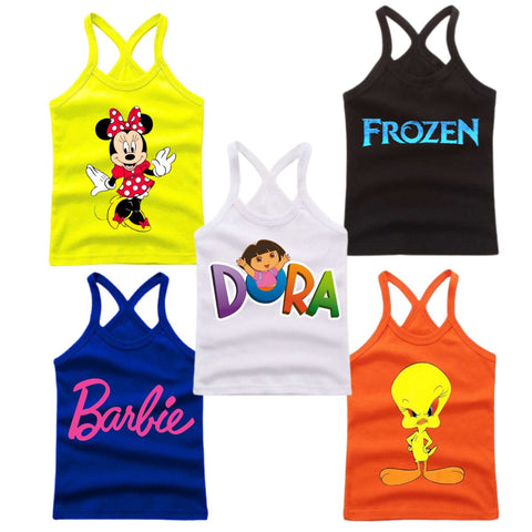 Pack of 5 Printed Tank Tops for Girls