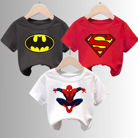 Pack of 3 Printed Half Sleeve Tshirts for Kids