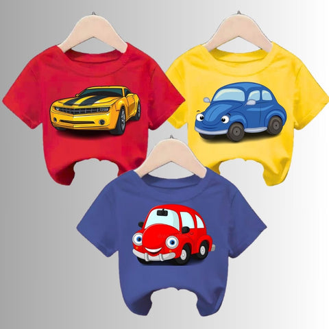 Pack of 3 Printed Half Sleeve Tshirts for Kids