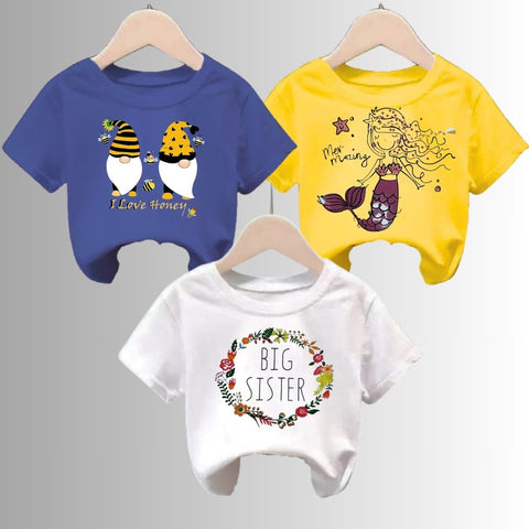 Pack of 3 Printed Half Sleeve Tshirts for Kids