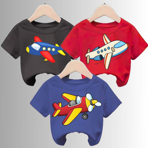 Pack of 3 Printed Half Sleeve Tshirts for Kids