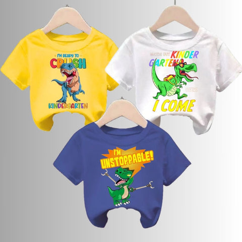 Pack of 3 Printed Half Sleeve Tshirts for Kids