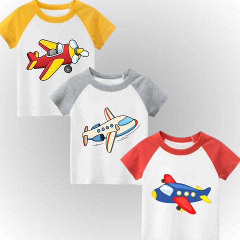 Pack of 3 Raglan Printed Half Sleeve Tshirts for Kids