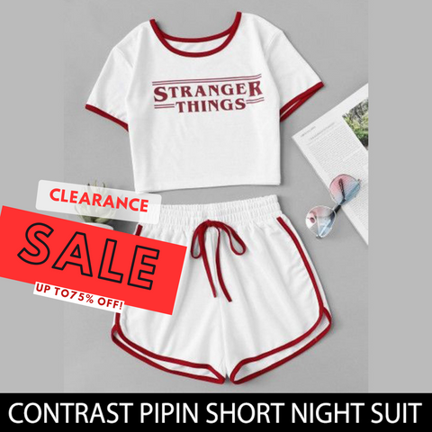 Contrast Pipin Short Night Suit