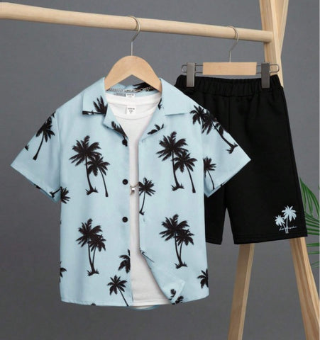 Kids Bluish Palm Beach Summer Suit