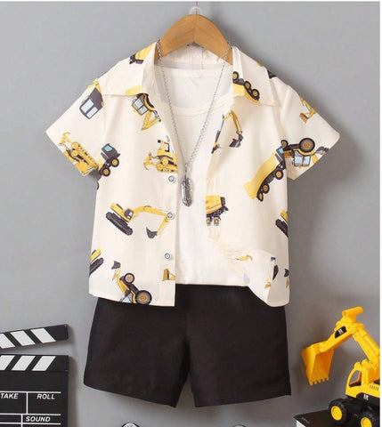 Kids Excavator printed Summer Suit