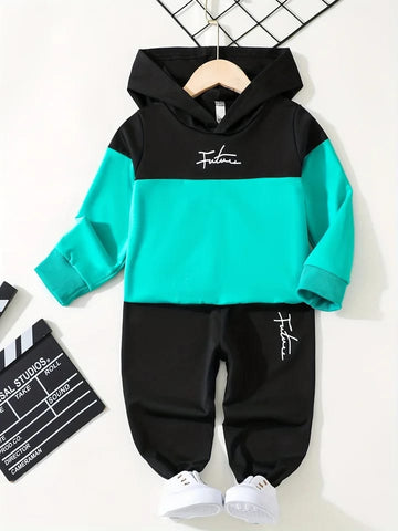 Hooded Printed Two Tone Track Suit for Kids