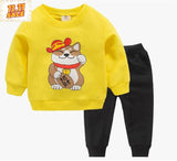 Yellow CAT Cartoon Track suit Kids