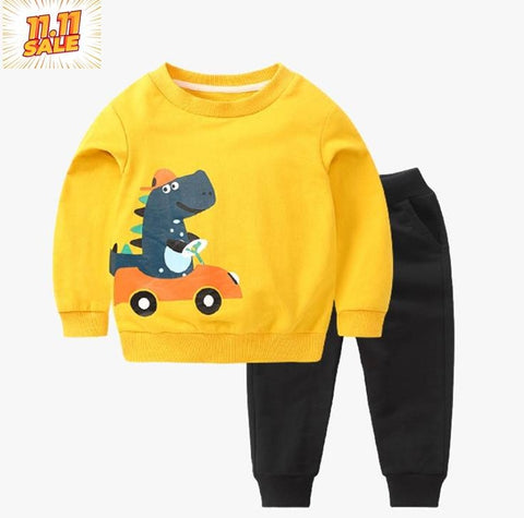 Yellow DINO Car Track suit Kids