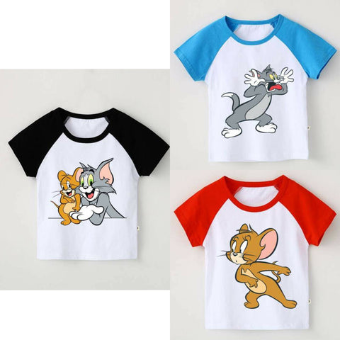 Pack of 3 Raglan Printed Half Sleeve T Shirts for Kids