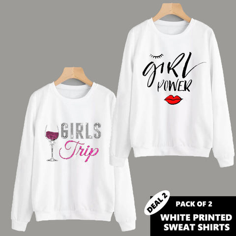 PACK OF 2 WHITE PRINTED SWEAT SHIRTS ( DEAL 2 )