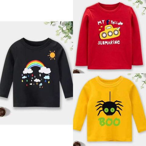 Pack of 3 Full Sleeve Printed Tshirts for Kids