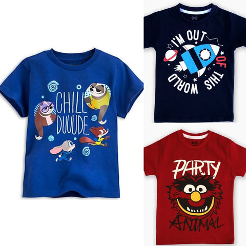 Pack of 3 Printed Half Sleeve Tshirts for Kids