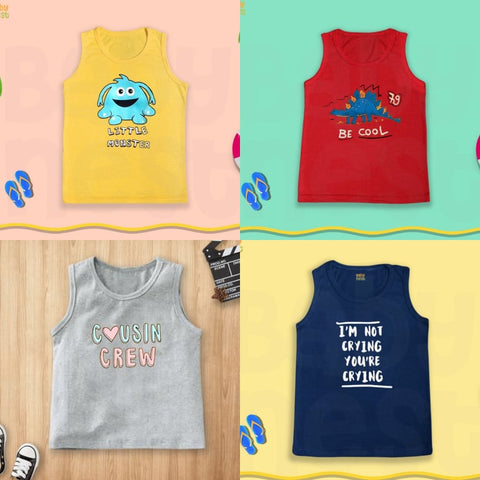 Pack of 4 Printed Sando Tshirts for Kids