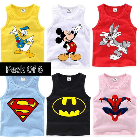 Pack of 6 Printed Sando Tshirts for Kids