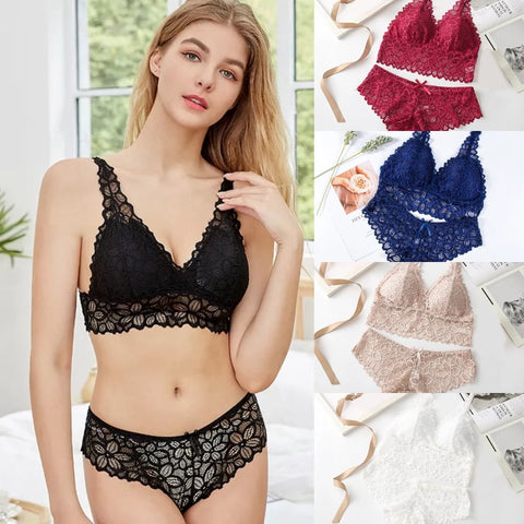 Seamless Fancy Lace Net Padded Bra & Panty Set (ART-726)