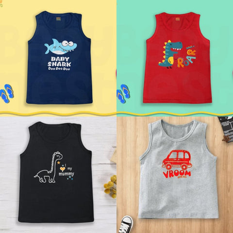 Pack of 4 Printed Sando Tshirts for Kids