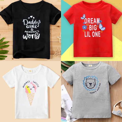 Pack of 4 Printed Half Sleeve Tshirts for Kids