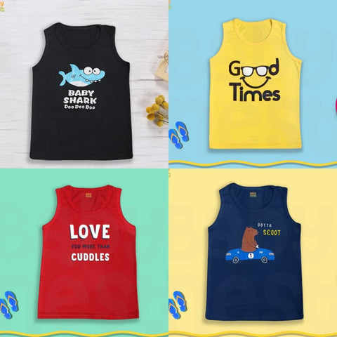 Pack of 4 Printed Sando Tshirts for Kids