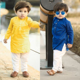 Pack of 2 Kids Kurta with 2 White Pajama