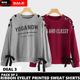 PACK OF 2 RIBBON EYELET PRINTED SWEAT SHIRT ( DEAL 3 )