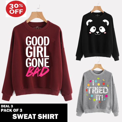 11-11 SALE: PACK OF 3 SWEAT SHIRTS ( DEAL 3 )