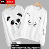 Pack of 2 White Printed Sweat Shirts Deal 1