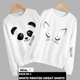 Pack of 2 White Printed Sweat Shirts Deal 1