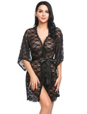 Floral Net Transparent Night Gown