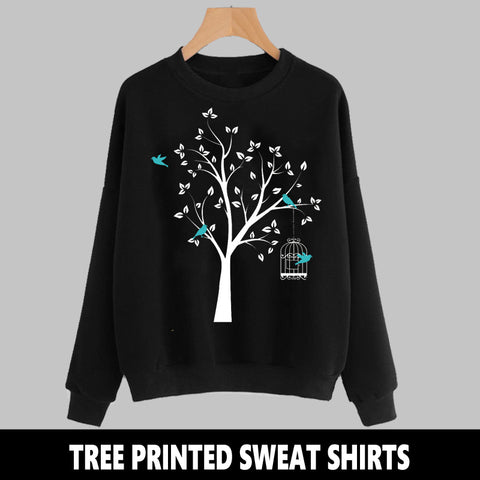 BLACK TREE PRINTED SWEAT SHIRT