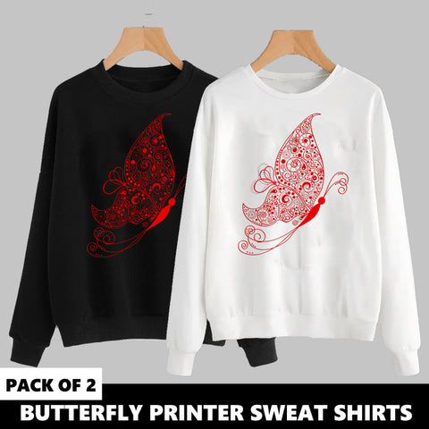 PACK OF 2 BUTTERFLY PRINTED SWEAT SHIRTS
