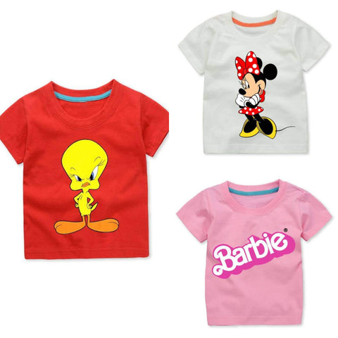 Pack of 3 Printed Half Sleeve T Shirts for Kids