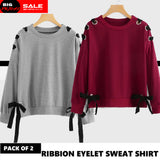 PACK OF 2 RIBBON EYELET SWEAT SHIRT ( DEAL 1 )
