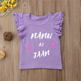 Customized Frill Sleeves Printed Top for Kids